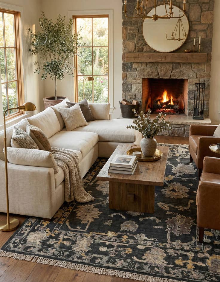 Detail image of  8' x 10' 2  Hand Knotted Oushak Wool Rug