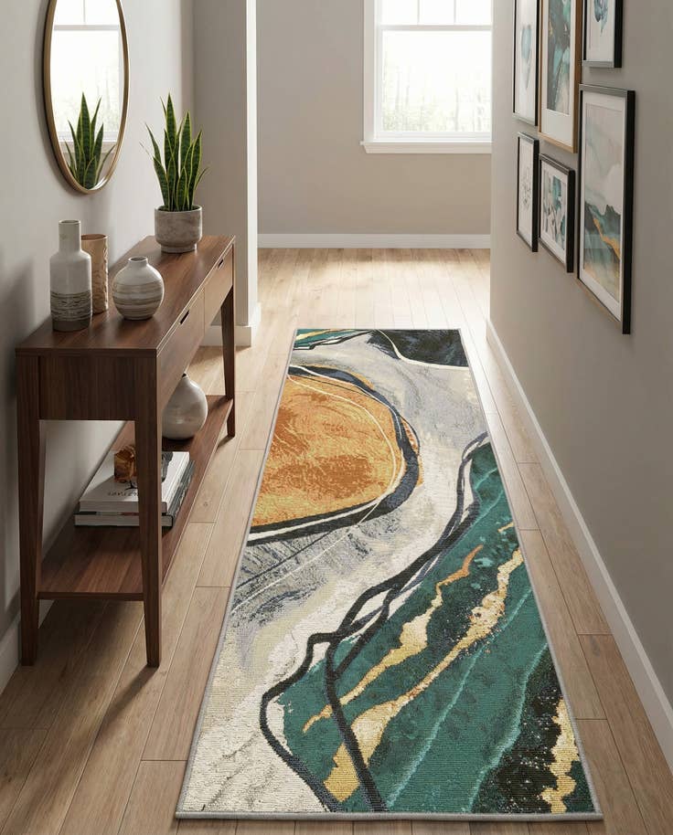 Detail image of 2' x 6' 1 Easy-Clean Modern Indoor / Outdoor Runner Rug