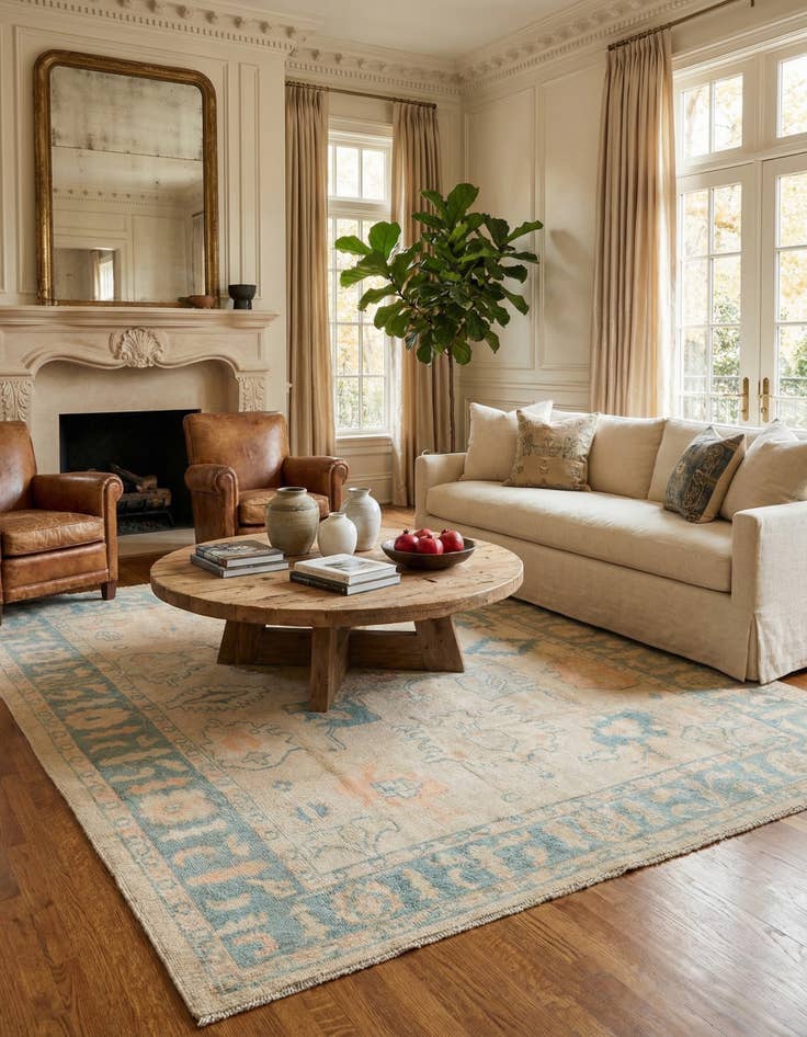 Detail image of  9' 6 x 11' 9  Hand Knotted Oushak Wool Rug