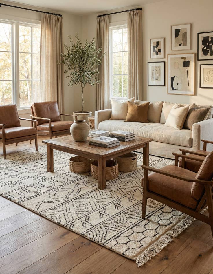 Detail image of 8' 2 x 10'  Hand Knotted Moroccan Wool Rug