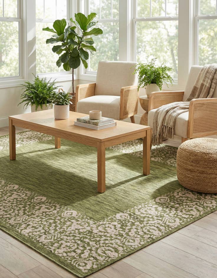 Detail image of 7' x 10'  Washable Border Indoor / Outdoor Rug