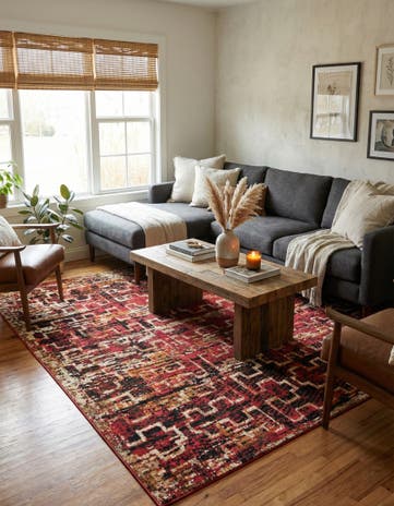Burgundy Saturn Square Rug