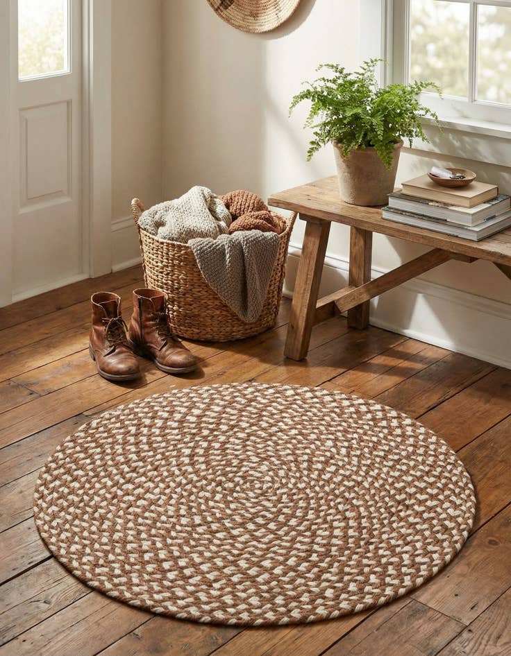 Detail image of 2' x 2'  Hand Tweed Braided Jute Round Rug