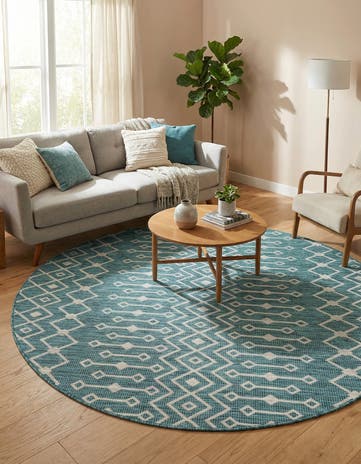 7' 10 x 7' 10 Easy-Clean Lattice Indoor / Outdoor Round Rug