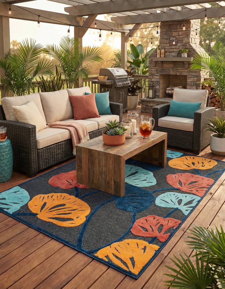 Detail image of 7' x 10'  Washable Belize Indoor / Outdoor Rug