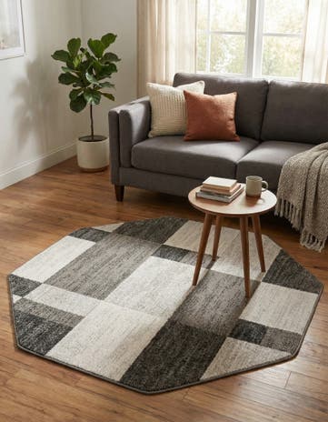 Gray Harvest Octagon Rug