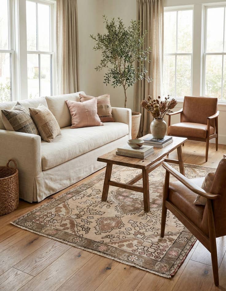 Detail image of 3' 3 x 4' 6  Hand Knotted Ultra Vintage Persian Wool Rug