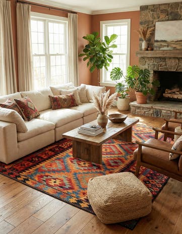 7' 10 x 11' Easy-Clean Tribal Indoor / Outdoor Rug