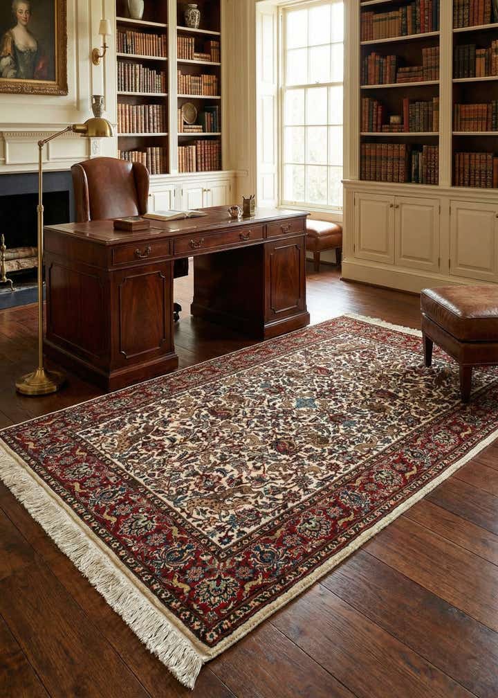 4' x 6' 1 Hand Knotted Isfahan Oriental Wool Rug