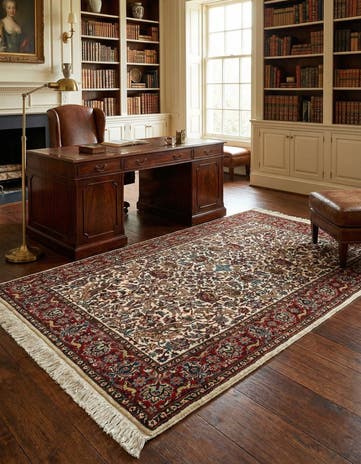 4' x 6' 1 Hand Knotted Isfahan Oriental Wool Rug