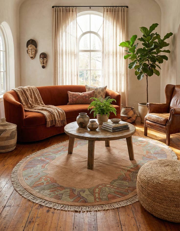 Detail image of  4' 1 x 6'  Hand Knotted Tibet Wool Oval Rug