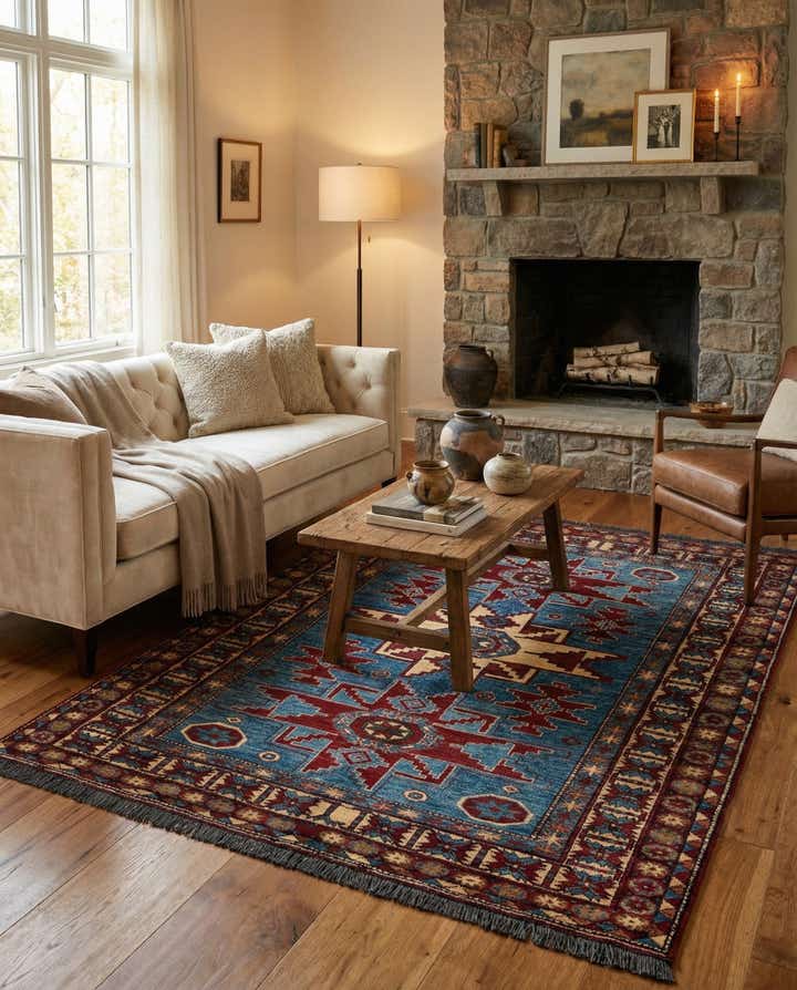 5' 3 x 6' 6 Hand Knotted Kazak Wool Rug