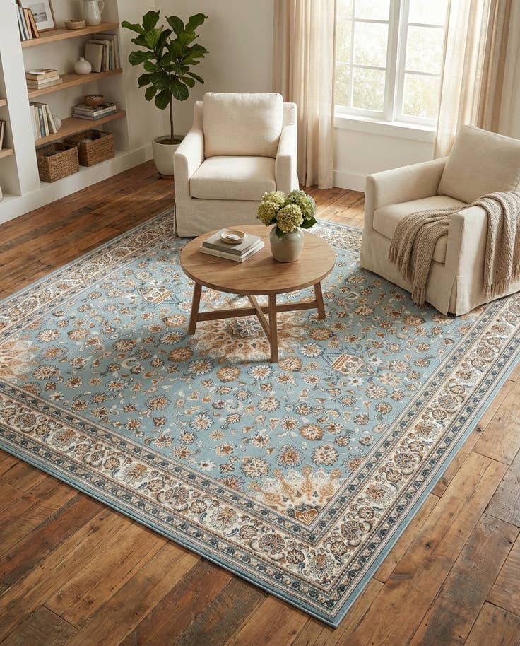 Detail image of 10' x 10' Easy-Clean Traditional Indoor / Outdoor Square Rug