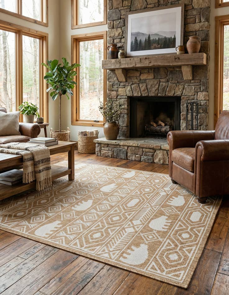Detail image of  4' x 6'  Washable Southwestern Indoor / Outdoor Rug