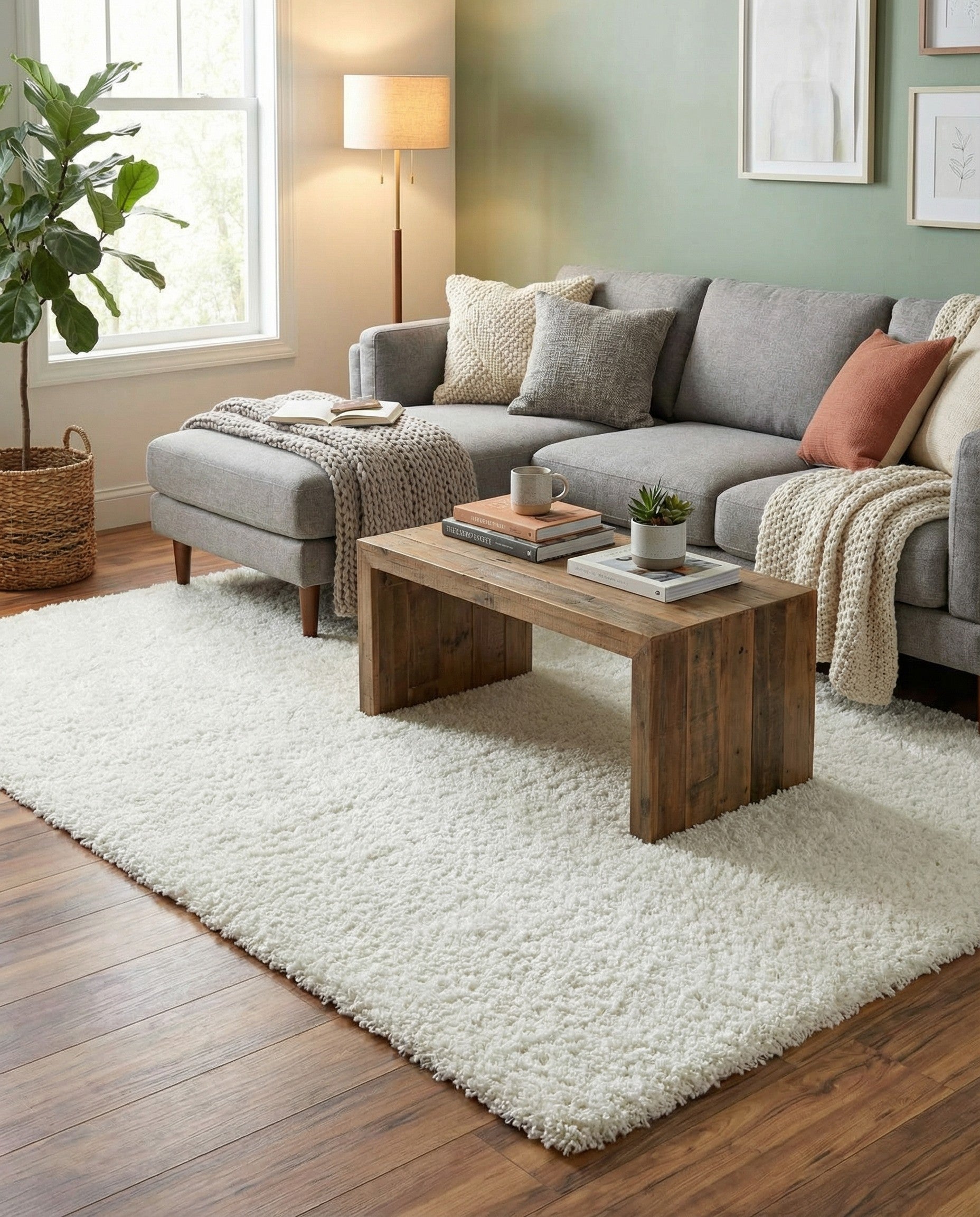  7' x 10' Solid Shag Rug