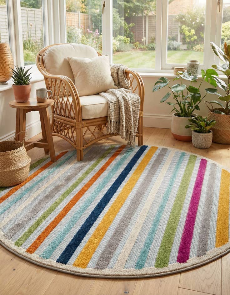 Detail image of 5' 3 x 5' 3  Washable Aruba Indoor / Outdoor Round Rug