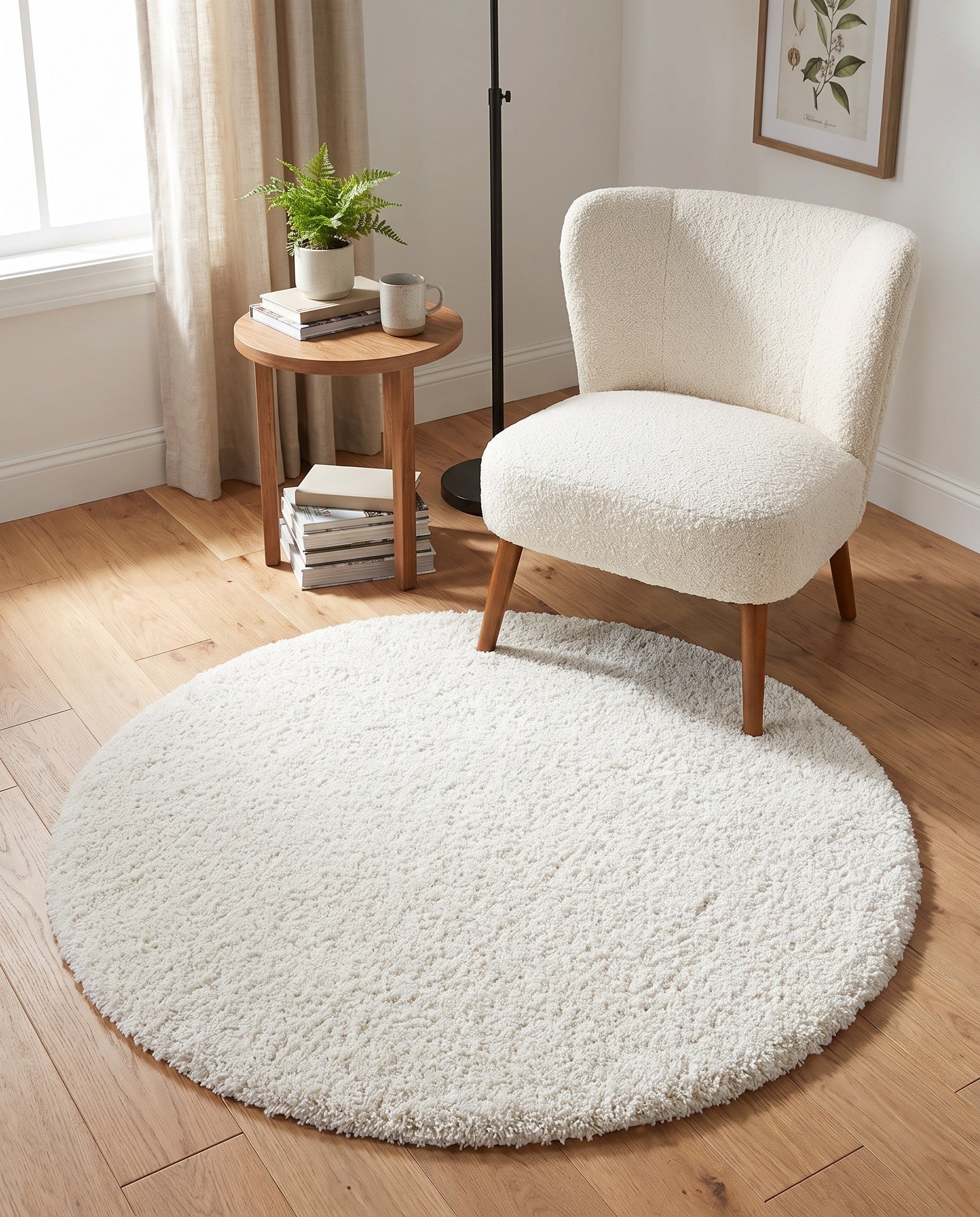 3' 3 x 3' 3 Soft Solid Shag Round Rug