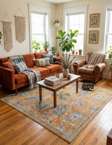 Yellow Lola Square Rug