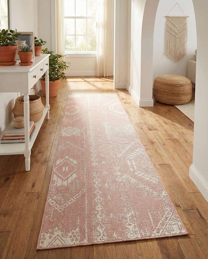 3' 3 x 14' Easy-Clean Bohemian Indoor / Outdoor Runner Rug