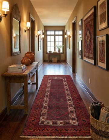 4' 3 x 8' 4 Hand Knotted Balouch Oriental Wool Runner Rug