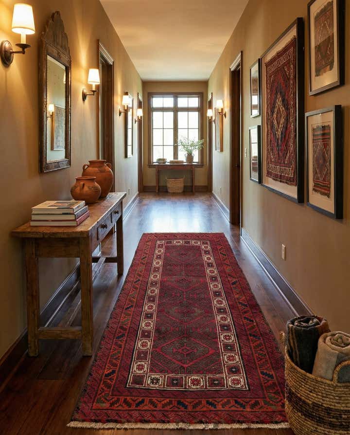 4' 3 x 8' 4 Hand Knotted Balouch Oriental Wool Runner Rug