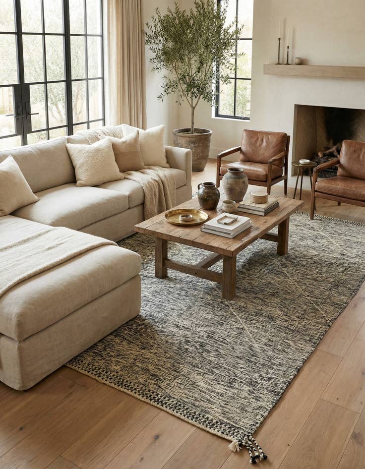 Detail image of 6' 8 x 9' 5  Hand Knotted Moroccan Wool Rug