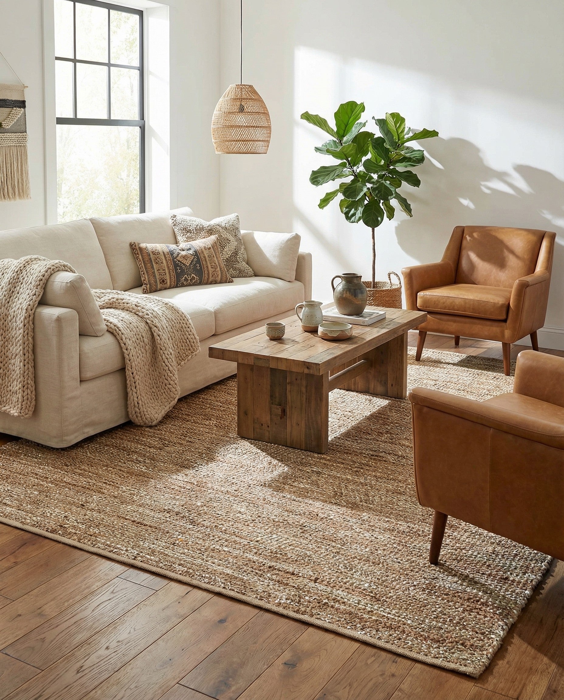 7' 10 x 7' 10 Hand Woven Leather Metallic Jute Square Rug