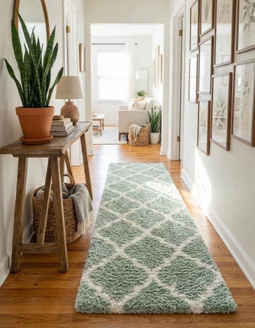 Light Green Marrakesh Shag Runner Rug
