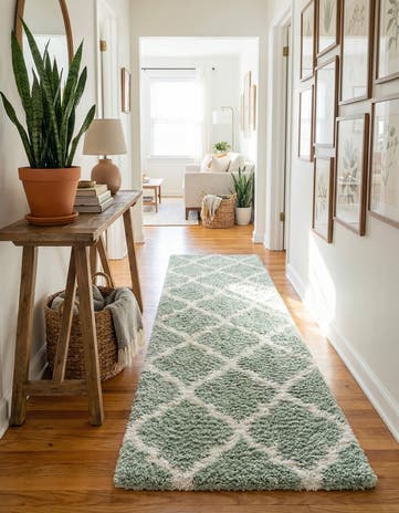 Light Green Marrakesh Shag Runner Rug