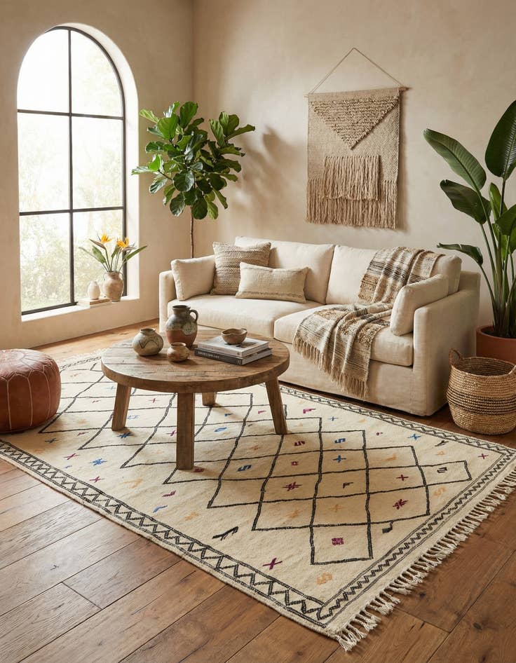 Detail image of 6' 3 x 9' 10  Hand Knotted Moroccan Wool Rug