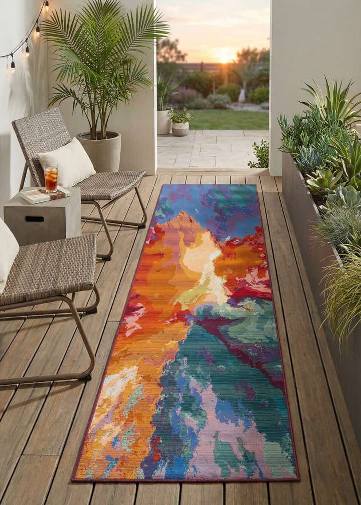 2' 7 x 10' Easy-Clean Modern Indoor / Outdoor Runner Rug