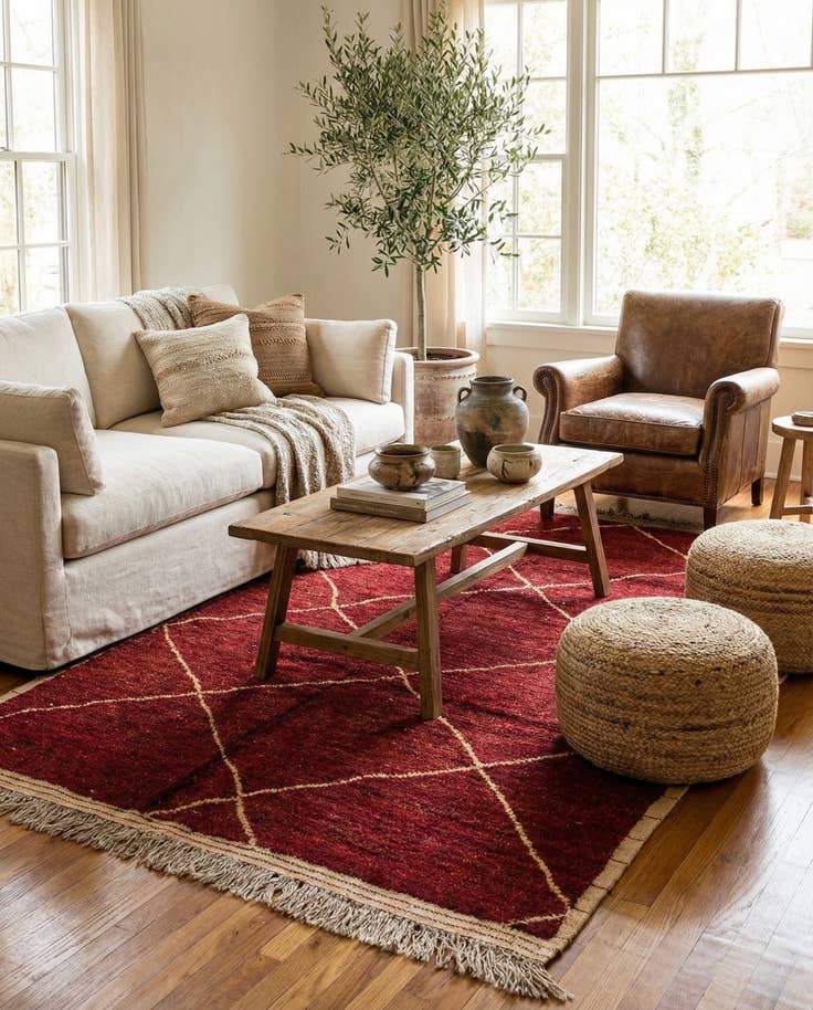 Detail image of 6' 4 x 9' 3 Hand Knotted Moroccan Wool Rug