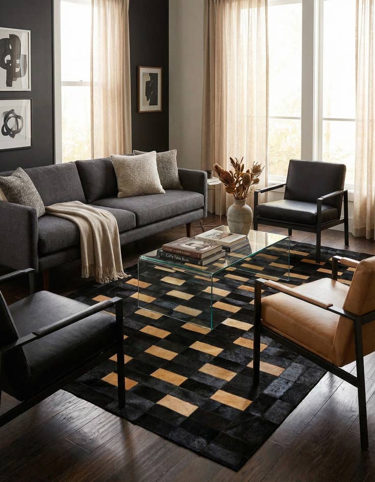 Detail image of 5' 1 x 7' 11 Cowhide - Patchwork Rug