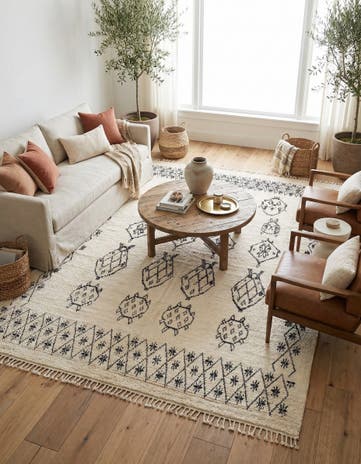 9' x 12' 5 Hand Knotted Moroccan Wool Rug
