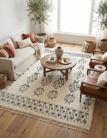 9' x 12' 5 Hand Knotted Moroccan Wool Rug