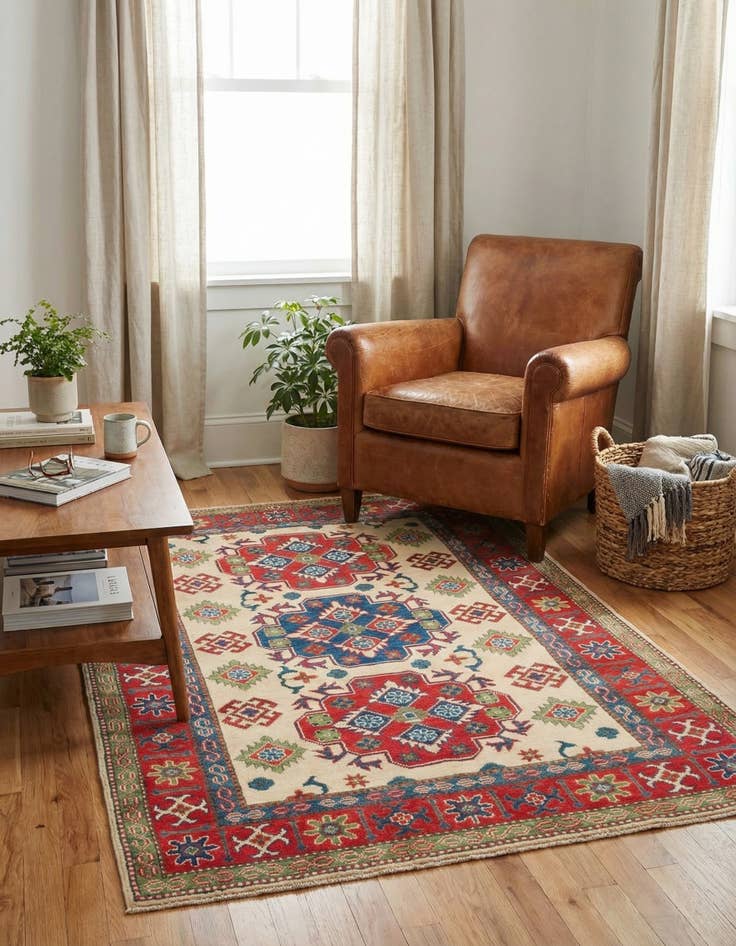 Detail image of 4' x 6' 4  Hand Knotted Kazak Rug