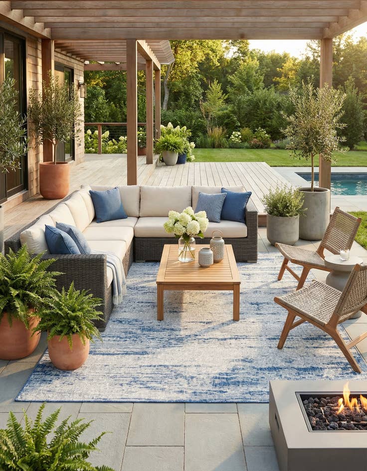 Detail image of  9' x 12'  Washable Modern Indoor / Outdoor Rug