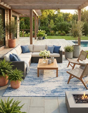 9' x 12' Easy-Clean Modern Indoor / Outdoor Rug