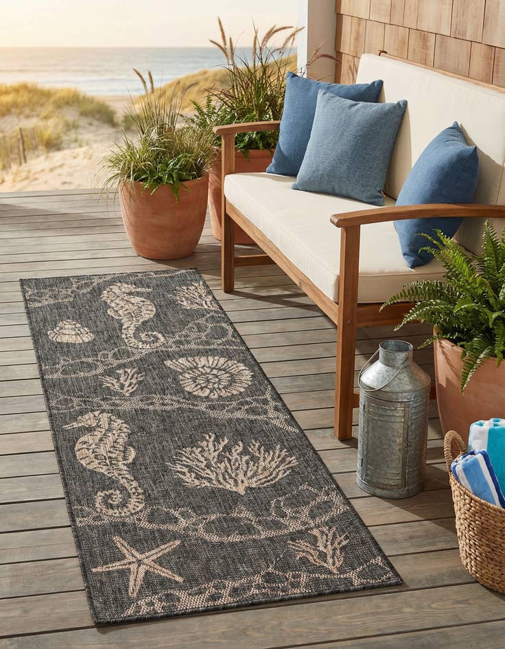 Detail image of 2' x 6'  Washable Coastal Indoor / Outdoor Runner Rug