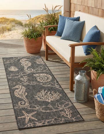 2' x 6' Easy-Clean Coastal Indoor / Outdoor Runner Rug