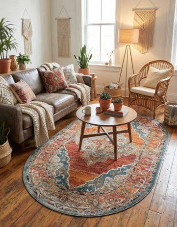Rust Red Isabella Oval Rug