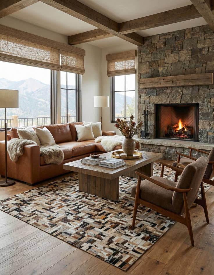 Detail image of  5' x 7' 11 Cowhide - Patchwork Rug