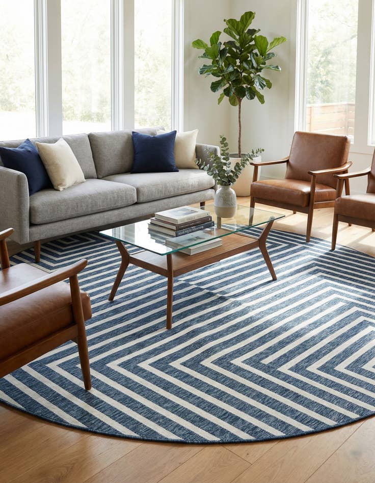 Detail image of  10' x 10'  Washable Modern Indoor / Outdoor Round Rug