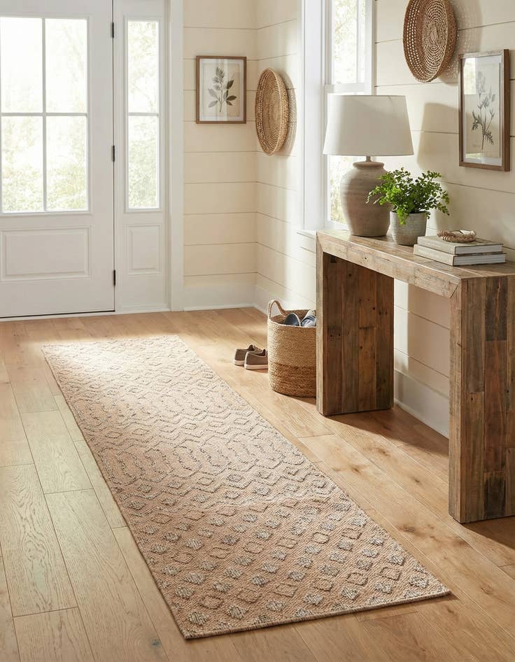 Detail image of 2' x 8'  Washable Trellis Textured Indoor / Outdoor Runner Rug