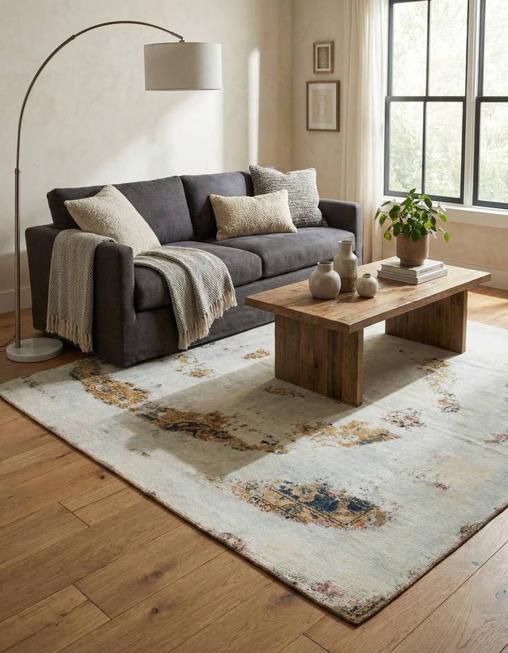 Detail image of 6' x 6' 5  Hand Knotted Ultra Vintage Persian Wool Square Rug