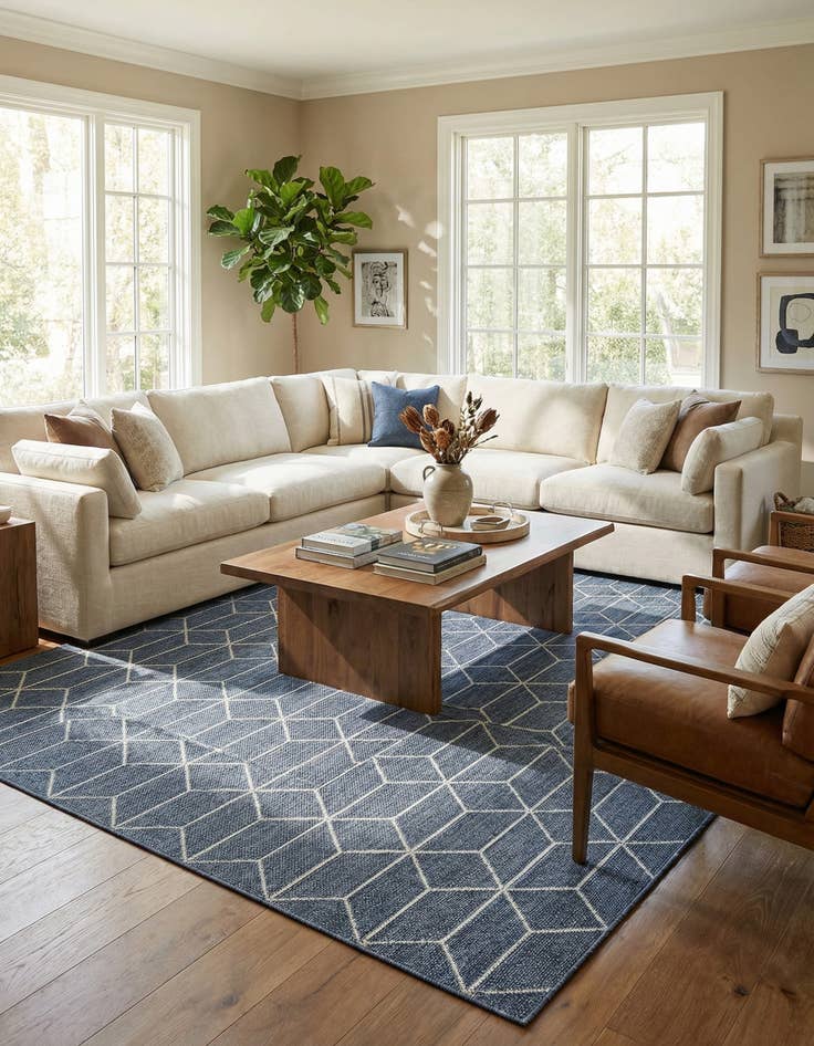 Detail image of 10' x 14' 1  Washable Trellis Indoor / Outdoor Rug