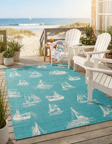 6' x 9' Easy-Clean Coastal Indoor / Outdoor Rug