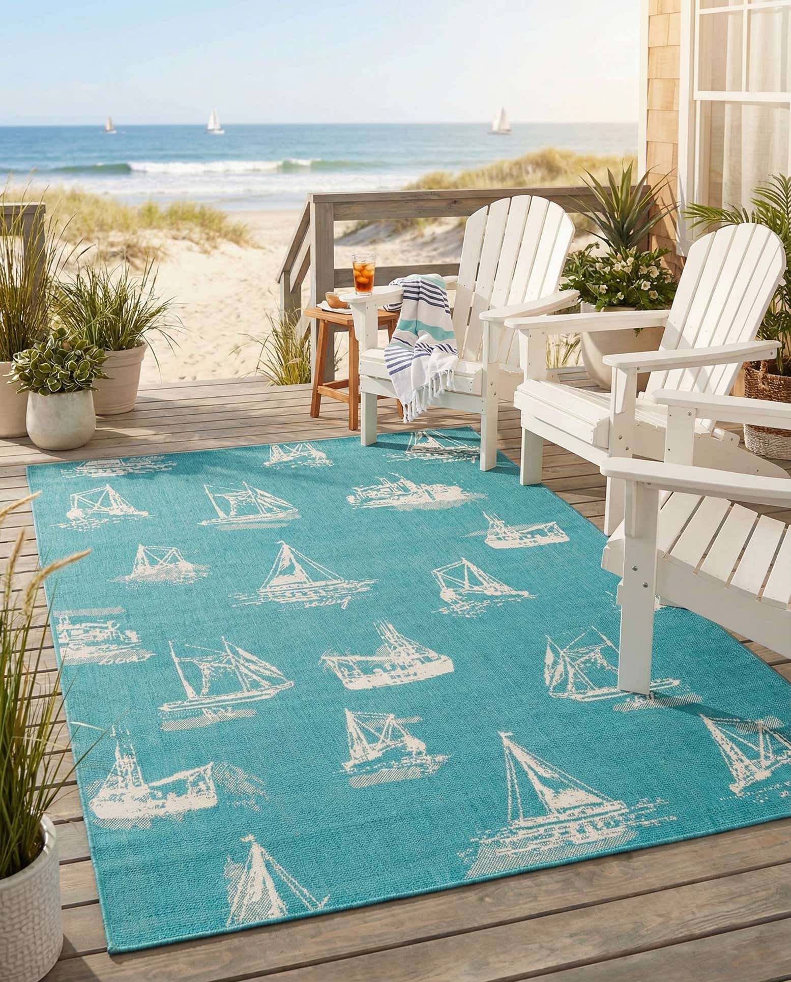 6' x 9' Easy-Clean Coastal Indoor / Outdoor Rug