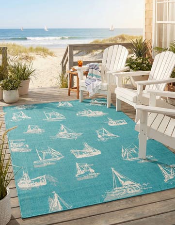 6' x 9' Easy-Clean Coastal Indoor / Outdoor Rug
