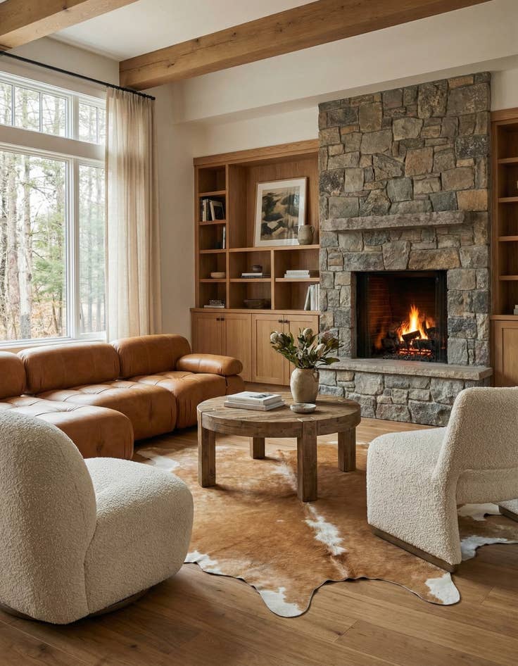 Detail image of 6' 5 x 6' 7 Cowhide Leather Square Rug